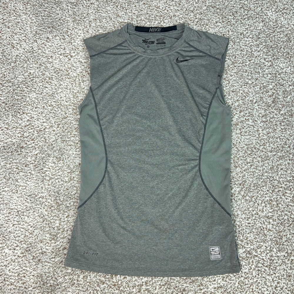 Nike Shirt Mens Small Gray Training Sleeveless Dri-FIT Mesh Back Tank Top Pro
